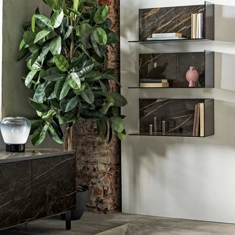 Mensola Zen in SuperMarmo e cristallo di Bontempi