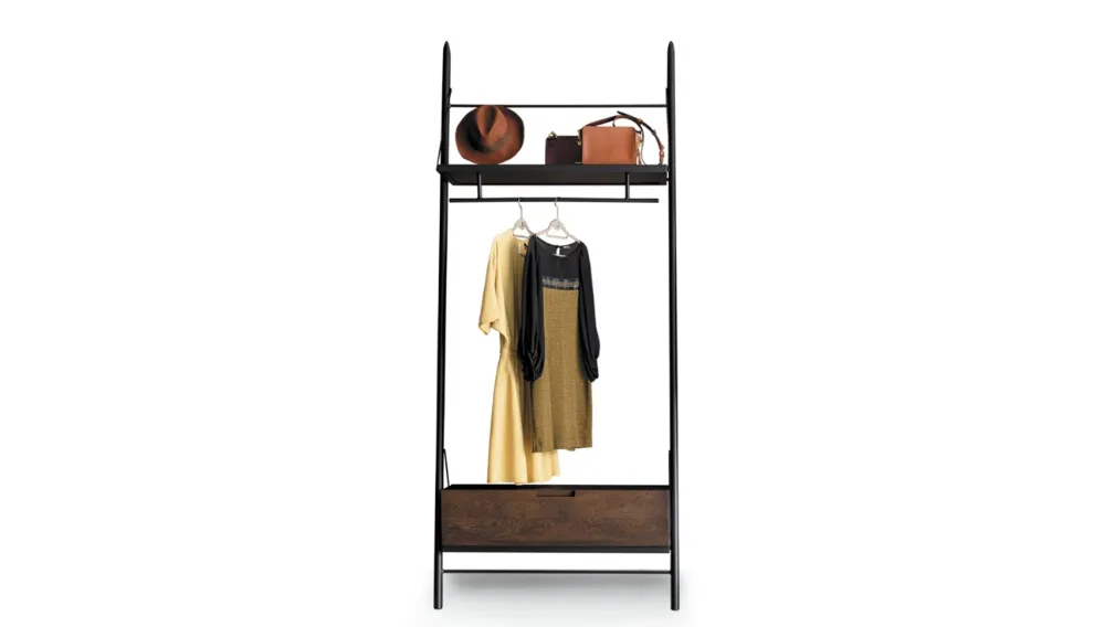 Appendiabiti Easy Closet in metallo e legno di Devina Nais