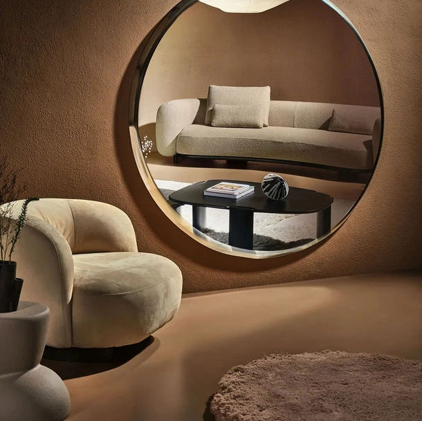 Specchio Halo con cornice in vetro di Nature Design