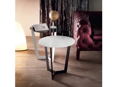 Tavolino in acciaio con piano in cristallo verniciato bianco Jolly di Cattelan Italia