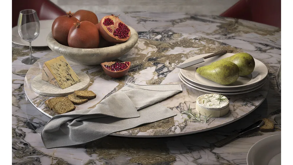 Vassoio contenitore centrotavola girevole in cristallo extrachiaro acidato verniciato di Cattelan Italia