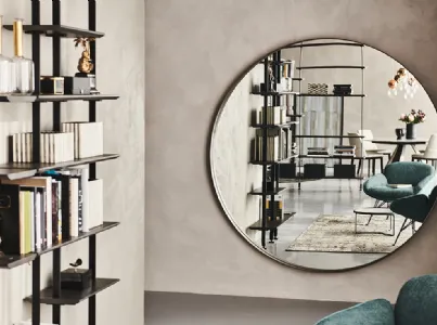 Specchio Wish Magnum da parete in cristallo specchiato con cornice in acciaio verniciato goffrato di Cattelan Italia