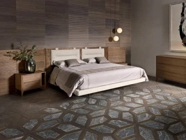 Letto con testiera modulare in legno Leonardo Dynamic di Arte Brotto