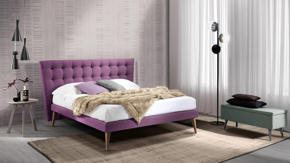 Letto Monroe Slim in tessuto imbottito di San Lorenzo
