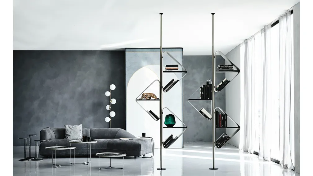 Libreria divisoria  in metallo con ripiani in legno Spinnaker di Cattelan Italia