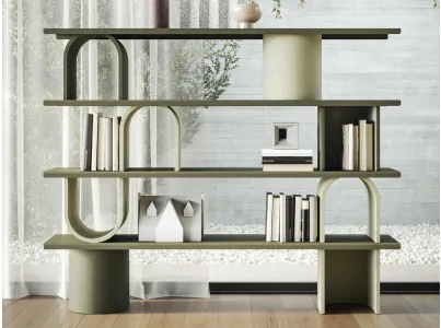 Libreria divisoria Round in legno laccato con ripiani in metallo di Ronda Design