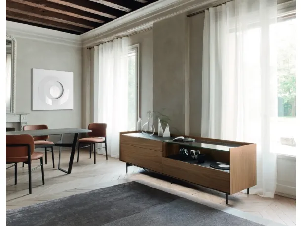 Madia Cabaret 56B in impiallacciato Noce e top in ceramica di Sangiacomo