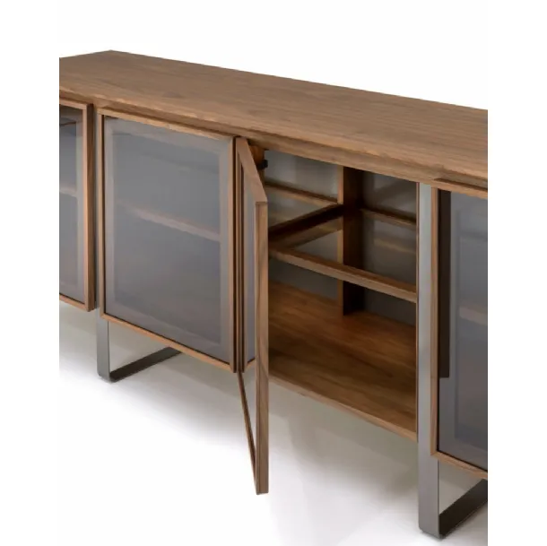 Madia Leonardo L415 in legno e vetro di Arte Brotto