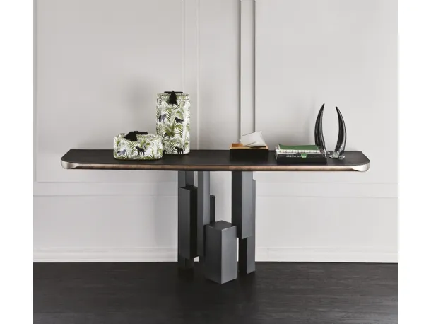 Consolle in Olmo e acciaio Skyline Wood-C di Cattelan Italia