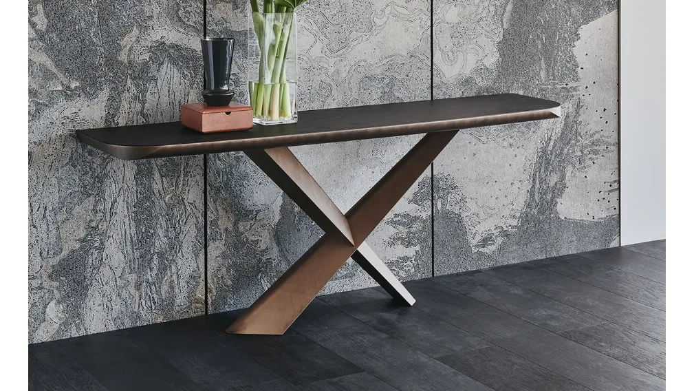 Consolle con piano in legno massello e acciaio Terminal Wood-C di Cattelan Italia