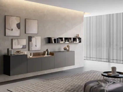 Mobile sospeso Living Time in laccato opaco di Arredo3