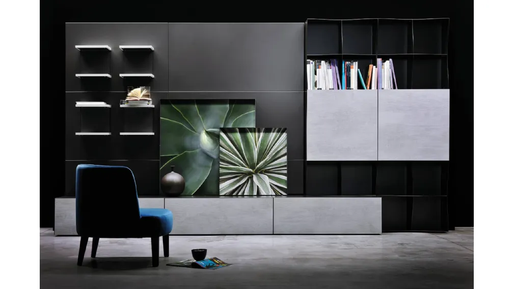 Parete Attrezzata Iron in legno e metallo di Ronda Design