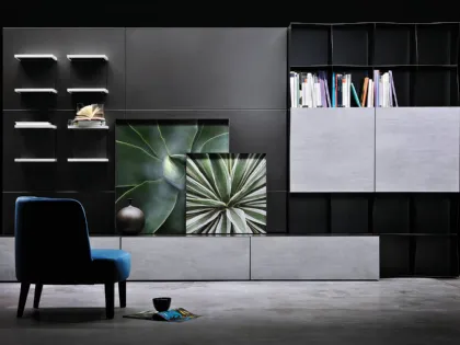Parete Attrezzata Iron in legno e metallo di Ronda Design