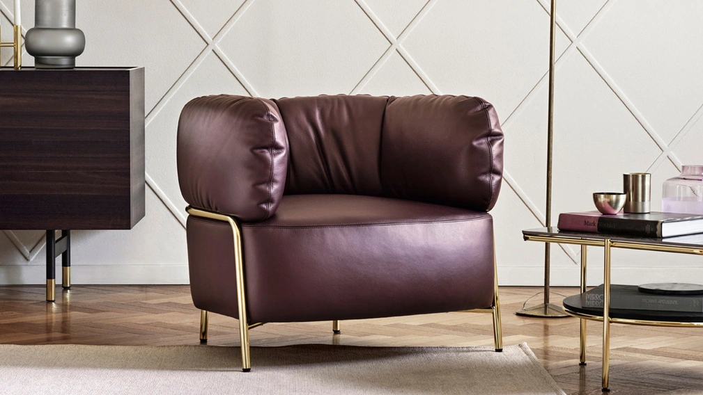 Poltroncina in pelle Quadrotta di Calligaris