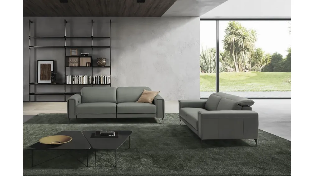 Divano relax lineare in pelle Gary di Egoitaliano