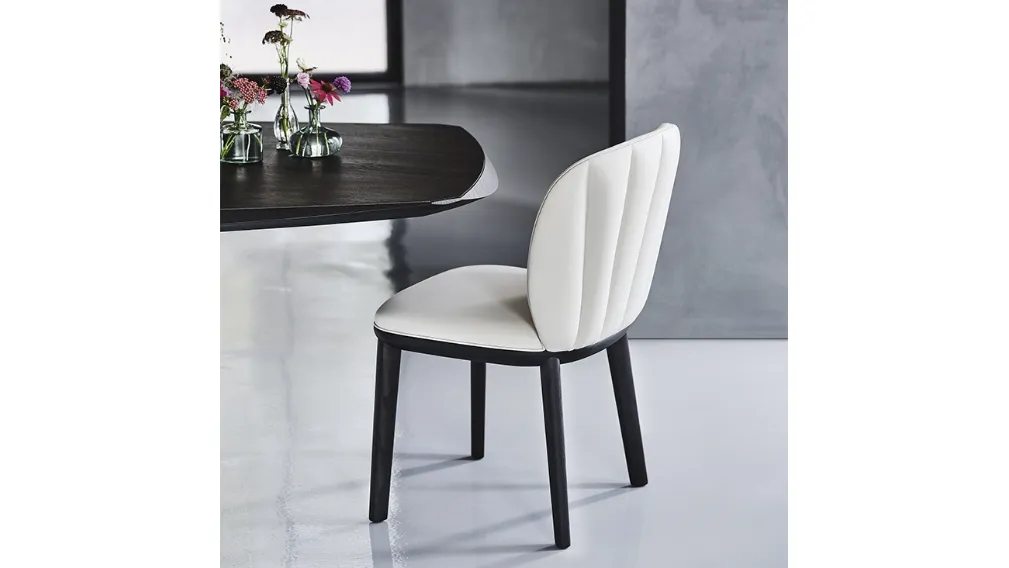 Sedia in legno con rivestimento in pelle Chrishell di Cattelan Italia