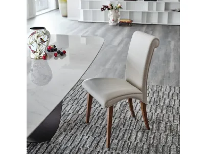 Sedia in legno rivestita in pelle Lulù di Cattelan Italia