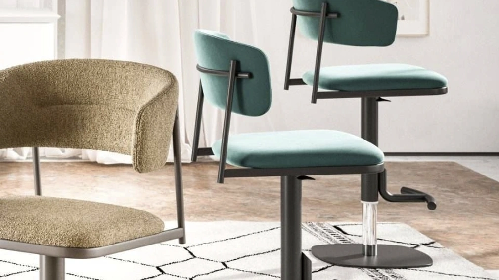 Sgabelli in tessuto Adam e Alida di Ozzio