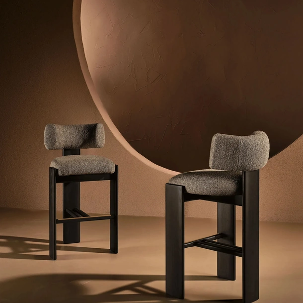 Sgabello Trine Stool in tessuto imbottito di Nature Design