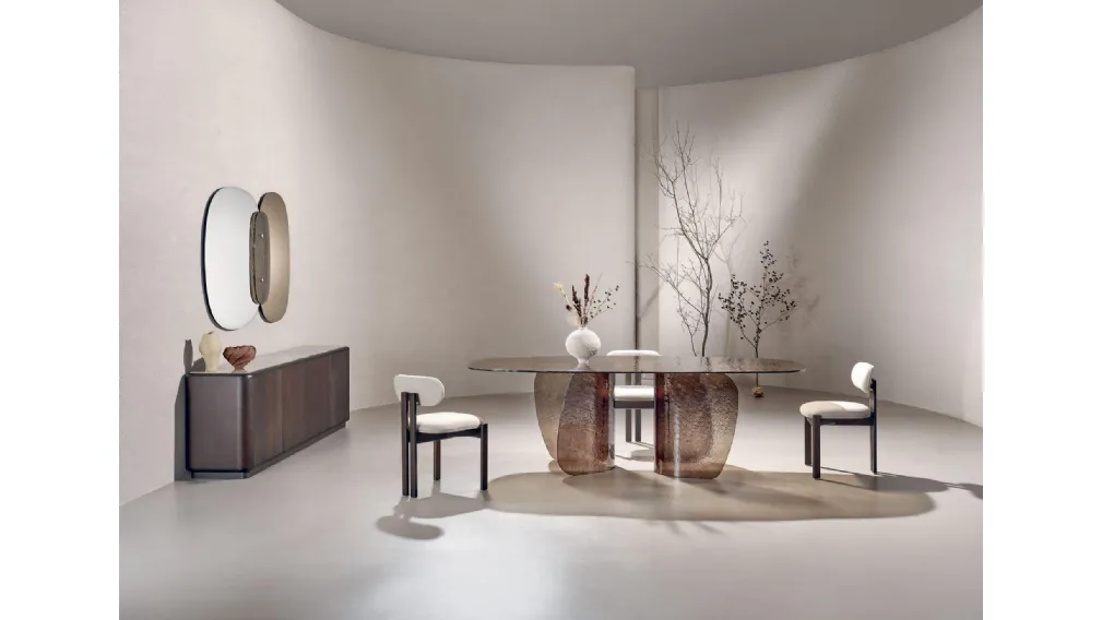 Tavolo in vetro cotto Ambra Blur di Nature Design