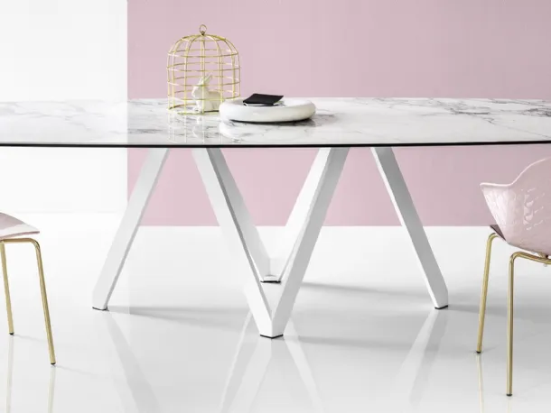 Tavolo Cartesio in accoppiato ceramica e vetro di Calligaris