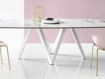 Tavolo Cartesio in accoppiato ceramica e vetro di Calligaris