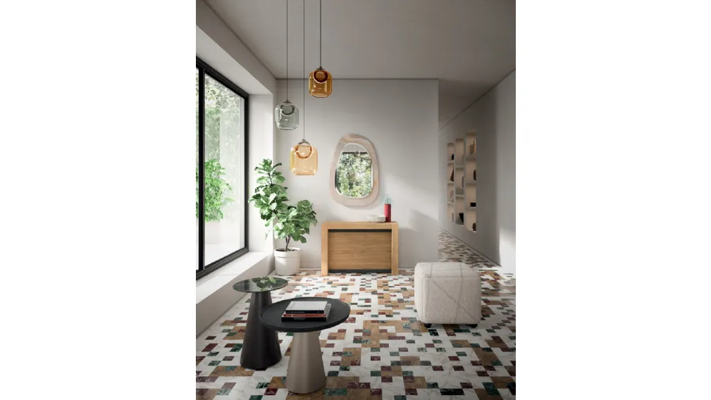 Consolle A3 allungabile in Rovere dotata di 5 prolunghe incorporate nella struttura di Ozzio