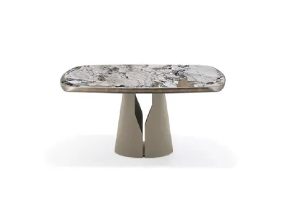 Tavolo con base in acciaio goffrato e piano in ceramica Giano Keramik Premium di Cattelan Italia