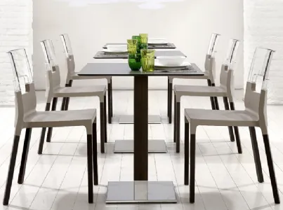 Tavolo quadrato con base in acciaio inox satinato Natural Tiffany di Scab Design