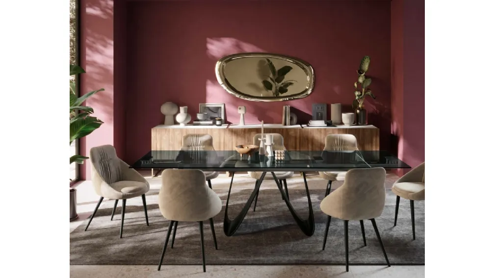 Tavolo allungabile Onda con top in vetro de Di Lazzaro