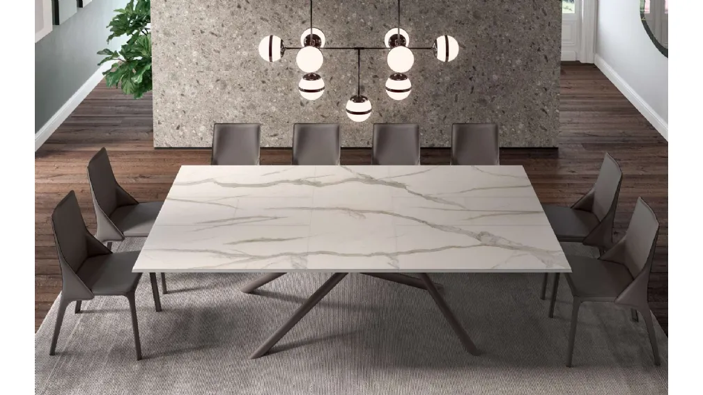 Tavolo allungabile Random Marble Glass di Ozzio