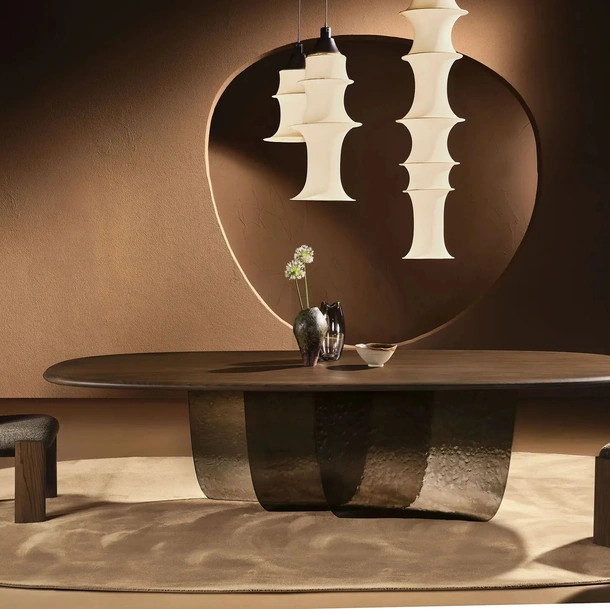 Tavolo Velombra in legno con base in vetro di Nature Design