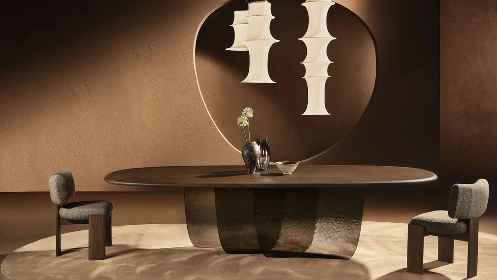 Tavolo Velombra in legno con base in vetro di Nature Design