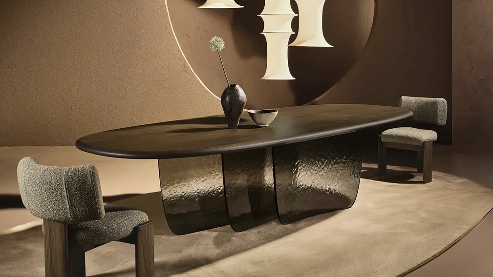 Tavolo Velombra in legno con base in vetro di Nature Design