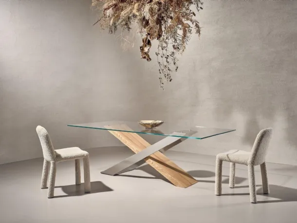 Tavolo X in cristallo extrachiaro di Nature Design