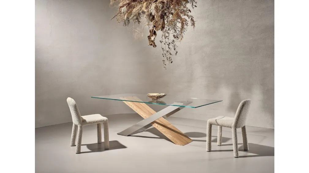 Tavolo X in cristallo extrachiaro di Nature Design