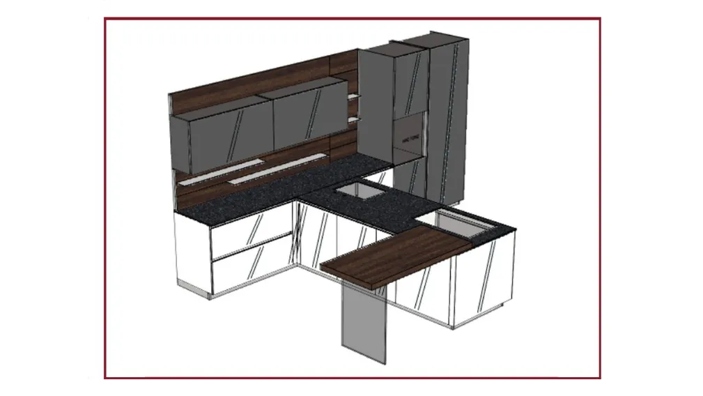 cucina arredo3 modello glass2.0 con piano snack in vetro legno melaminico elettrodomestici completi casarredo caiazzo taranto saldi outlet san giorgio ionico promozioni cucine moderne