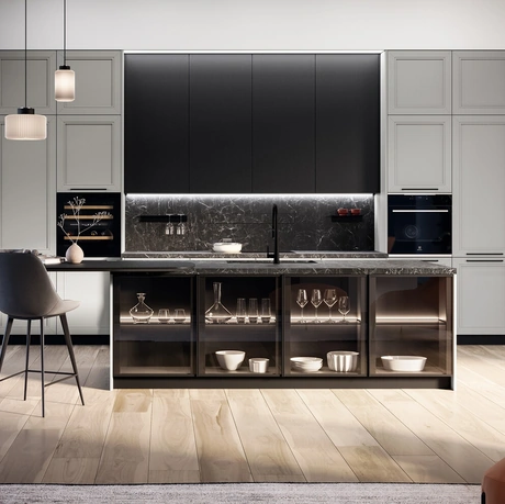 Cucina Classica con isola Opera 02 in laccato e legno di Arredo3