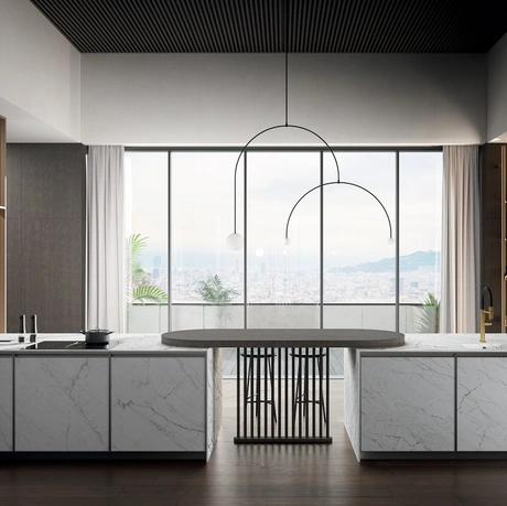 Cucina Moderna con penisola Kronos 01 in laminam di Arredo3