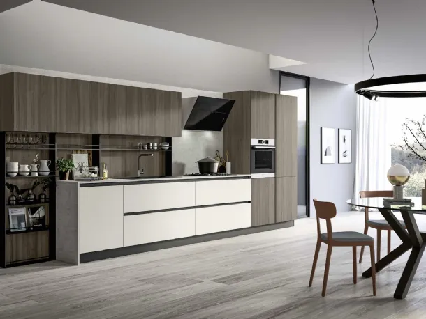 Cucina Moderna lineare in laccato e laminato Cloe 01 di Arredo3