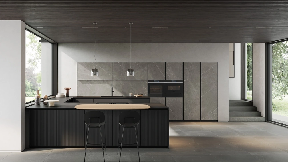 Cucina Moderna con penisola Glass 04 di Arredo3