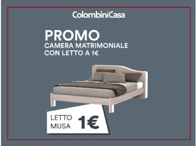 LETTO MUSA Con l’acquisto di una camera matrimoniale del prezzo minimo di listino di 2.600 € composta da almeno un armadio battente a 6 ante o un armadio scorrevole a 3 ante e di un gruppo notte, il letto matrimoniale Musa è acquistabile al prezzo promozi