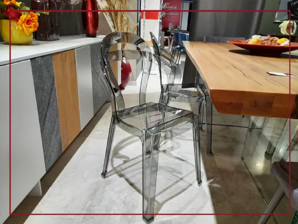 sedie titì trasparente fumè in policarbonato scab design prezzo outlet arredamento saldi casarredo caiazzo taranto sconti sedie casarredo caiazzo sedie per cucina sedie per sala da pranzo sedie per esterni