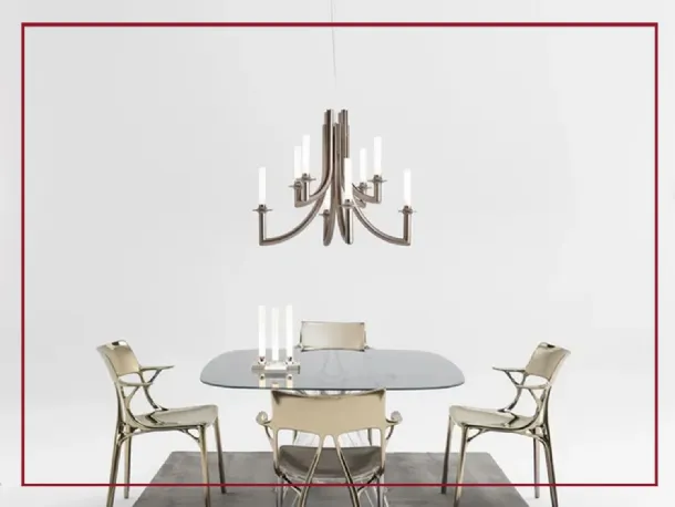 sospensione khan di kartell lampadario khan di kartell scontato a prezzo ribassato taranto saldi estivi san giorgio ionico saldi autunnali saldi invernali black friday prezzi bassi outlet arredamento mobili design occasioni nero trasparente champagne bron