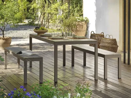 Set da esterno con tavolo e panche in alluminio verniciato Rio Bench Alu di Nardi