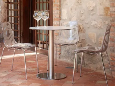 Tavolino rotondo con base in acciaio Tiffany colonna tonda di Scab Design