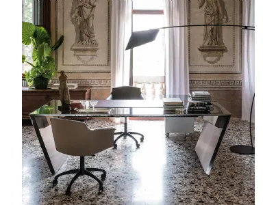 Scrivania Direzionale in acciaio inox Vega di Cattelan Italia